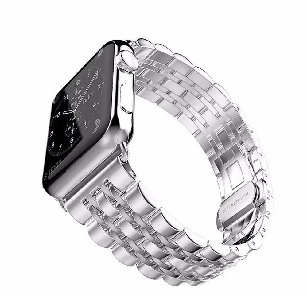 Bracelet en métal pour Apple Watch 42/44/46/49mm Series 1-12 et Ultra, maillons triples en acier | Sulvida