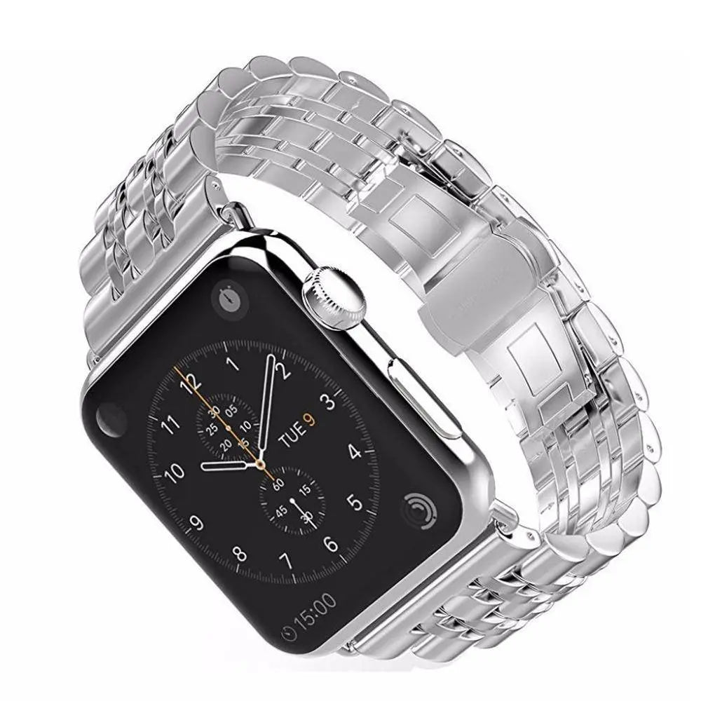 Bracelet en métal pour Apple Watch 42/44/46/49mm Series 1-12 et Ultra, maillons triples en acier | Sulvida