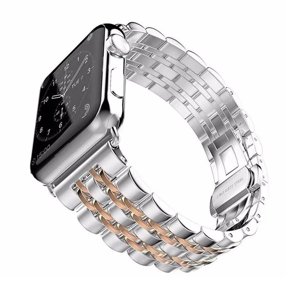 Bracelet en métal pour Apple Watch 42/44/46/49mm Series 1-12 et Ultra, maillons triples en acier | Sulvida
