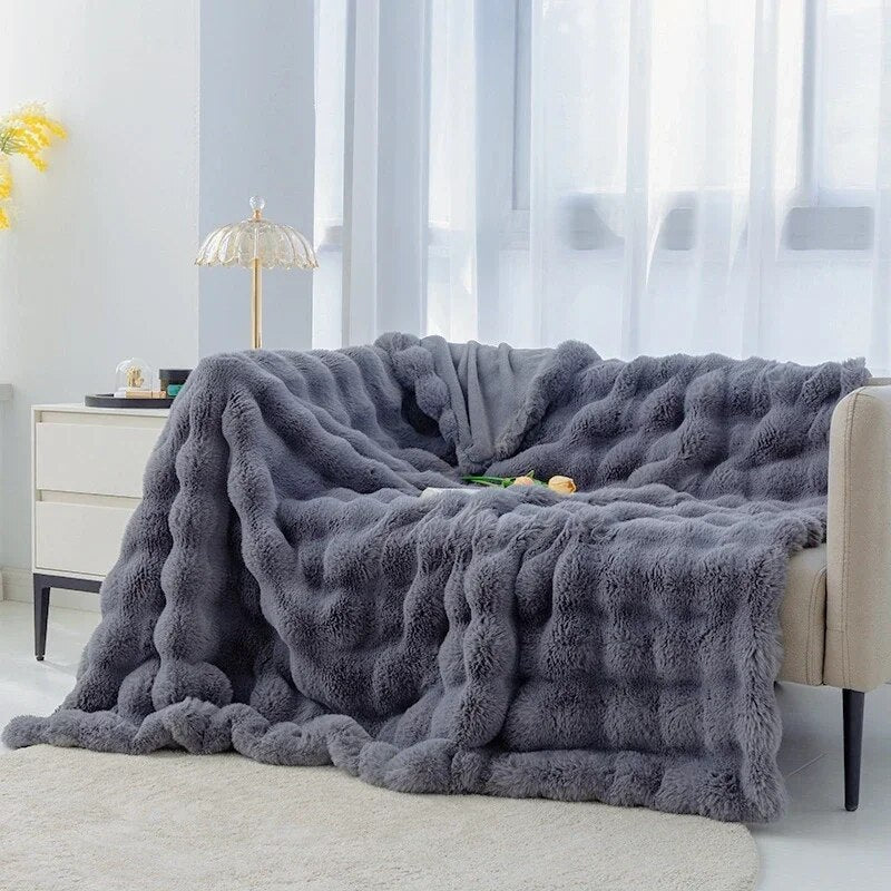 Luxe Pluchen Fleece Deken Superzacht Antraciet Grijs 100x160cm Winter Warme Plaid Bed Bank Slaapkamer | Sulvida