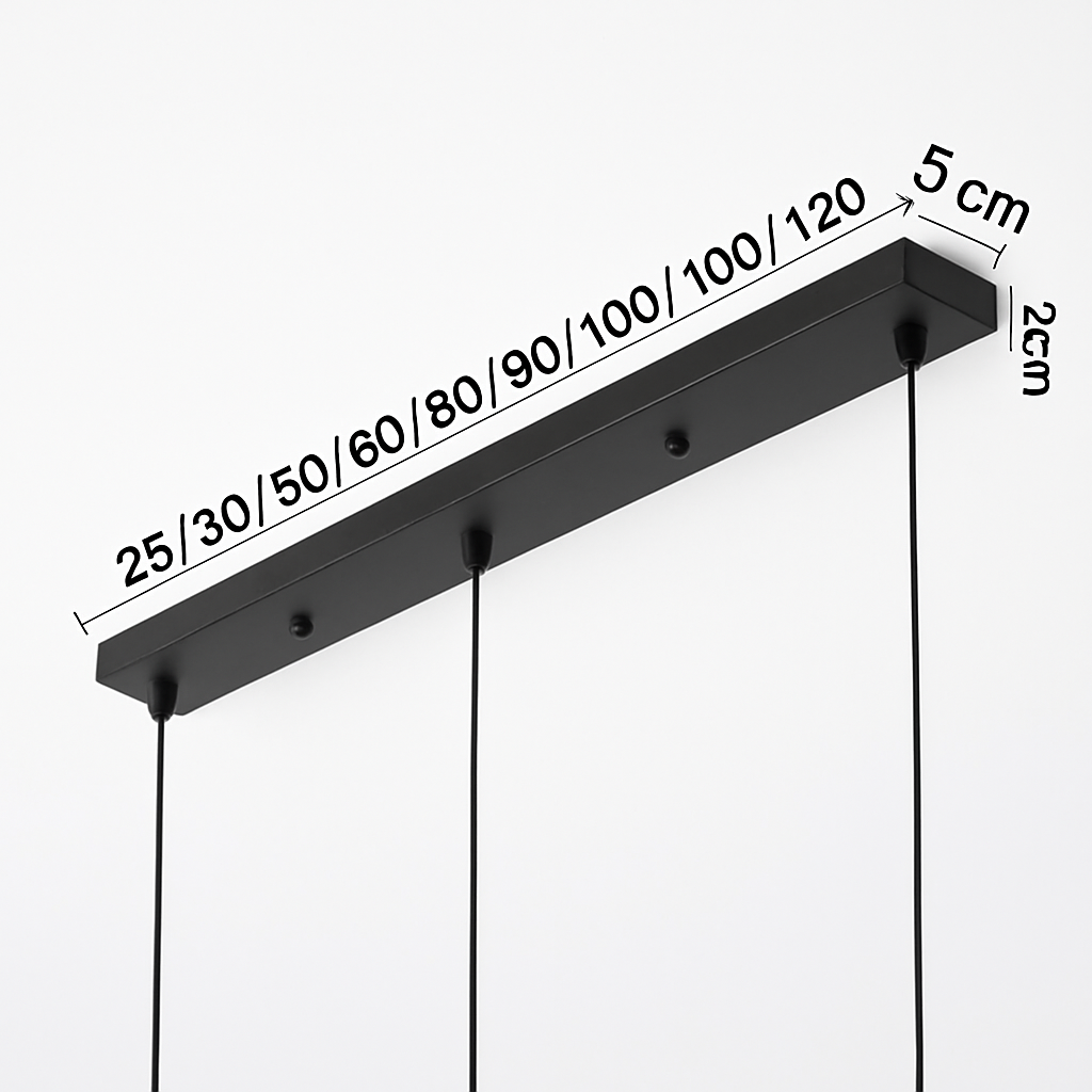 Plafondrail Langwerpig voor Hanglampen – Metalen Verdeelrail 1 tot 5 Lichtpunten – Zwart of Wit Design | Sulvida