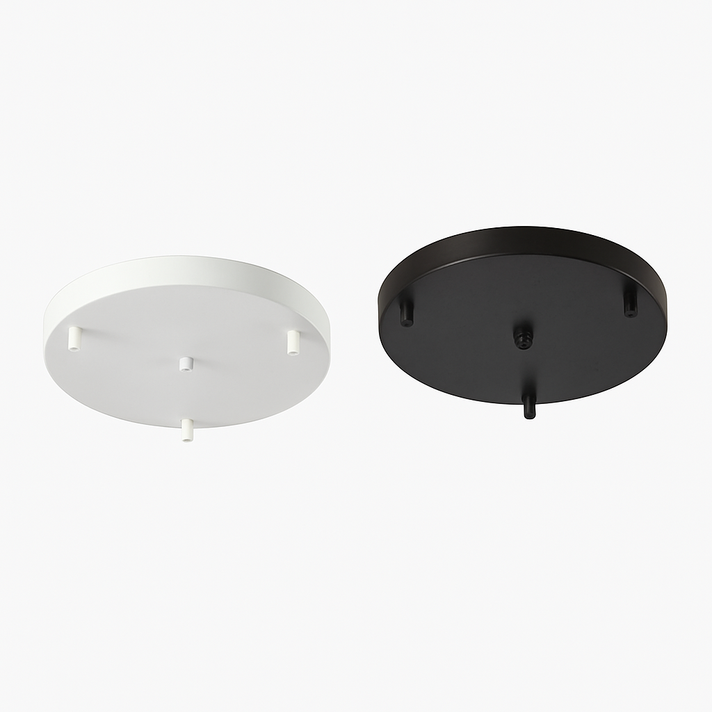 Ronde Plafondplaat voor Hanglamp tot 5 Lichtpunten Zwart of Wit Metalen Lamphoes Plafondbalk Plafondkap | Sulvida