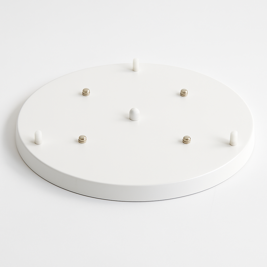 Ronde Plafondplaat voor Hanglamp tot 5 Lichtpunten Zwart of Wit Metalen Lamphoes Plafondbalk Plafondkap | Sulvida