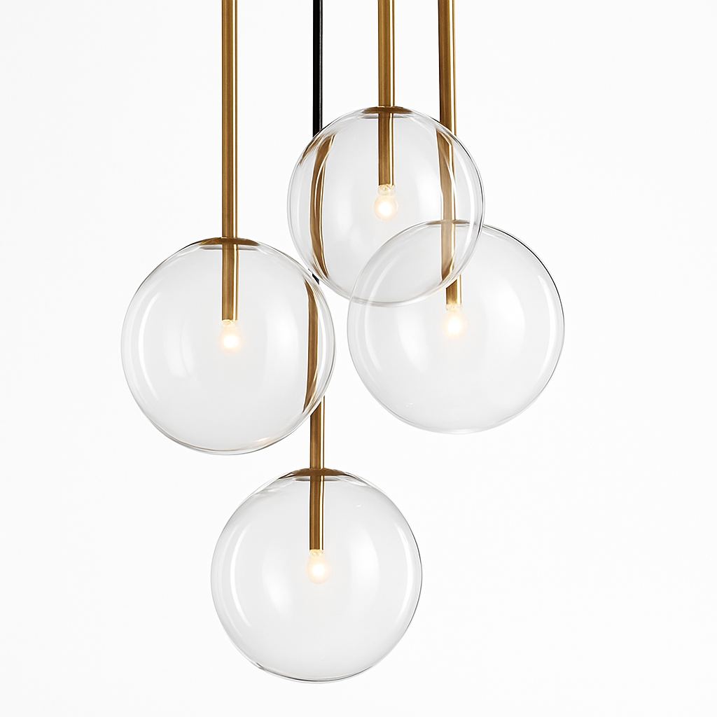 Glazen hanglamp bol modern Scandinavisch goud dimbaar LED verlichting eetkamer slaapkamer decoratief | Sulvida