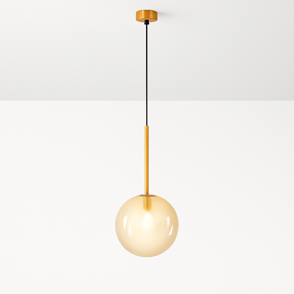 Glazen hanglamp bol modern Scandinavisch goud dimbaar LED verlichting eetkamer slaapkamer decoratief | Sulvida