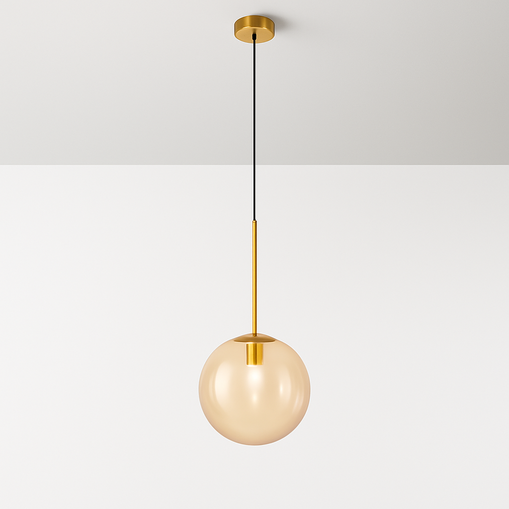Glazen hanglamp bol modern Scandinavisch goud dimbaar LED verlichting eetkamer slaapkamer decoratief | Sulvida