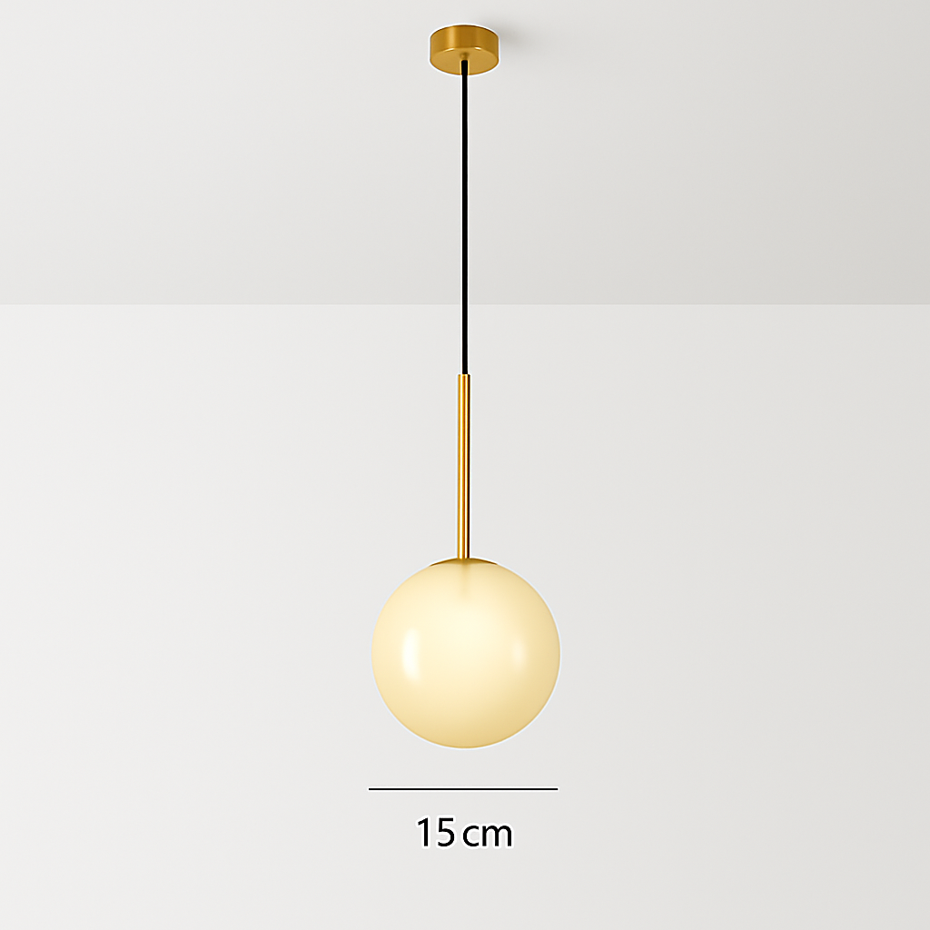 Glazen hanglamp bol modern Scandinavisch goud dimbaar LED verlichting eetkamer slaapkamer decoratief | Sulvida