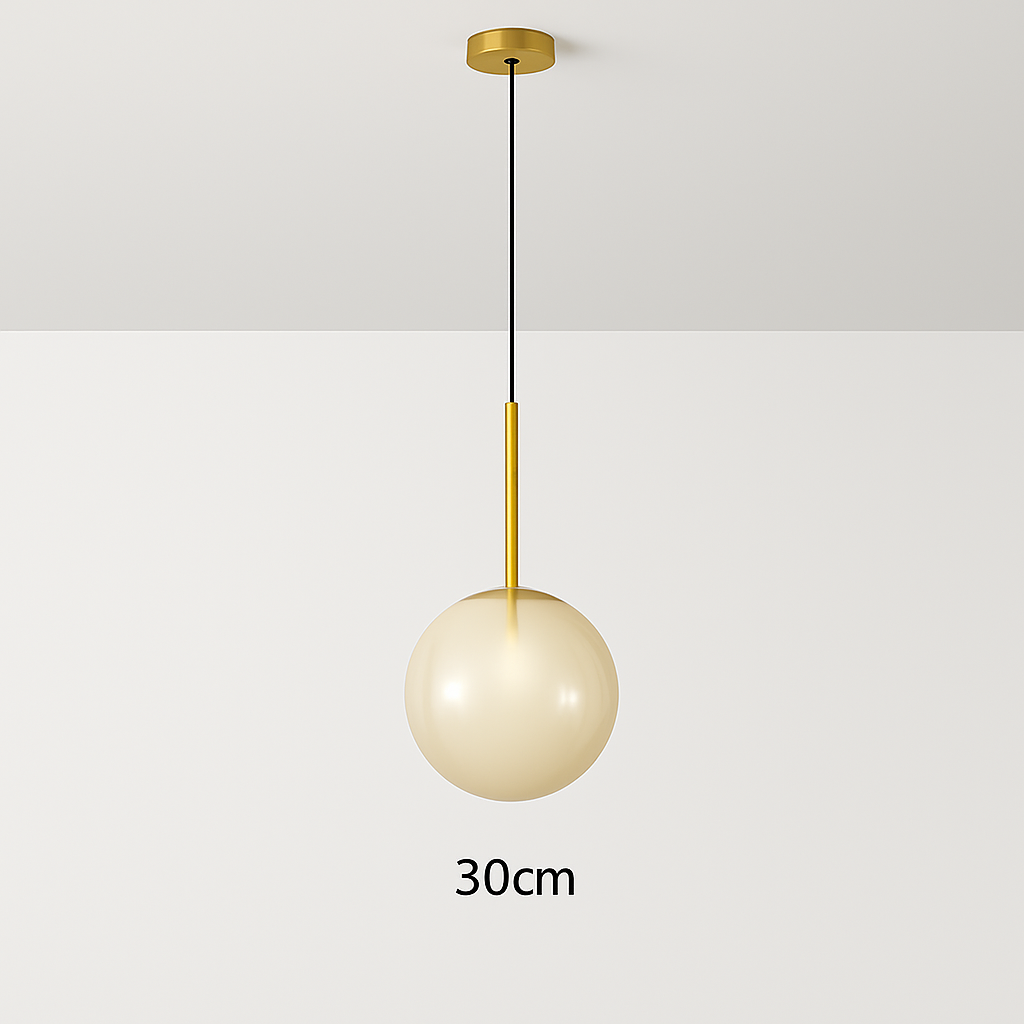 Glazen hanglamp bol modern Scandinavisch goud dimbaar LED verlichting eetkamer slaapkamer decoratief | Sulvida