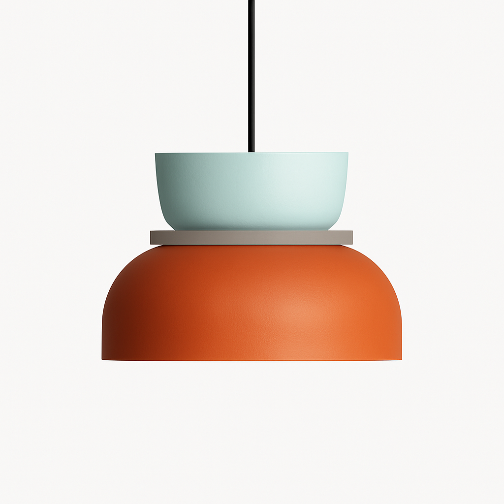 Moderne hanglamp metaal met grafische vormen gekleurde kap industrieel design plafondverlichting woonkamer | Sulvida