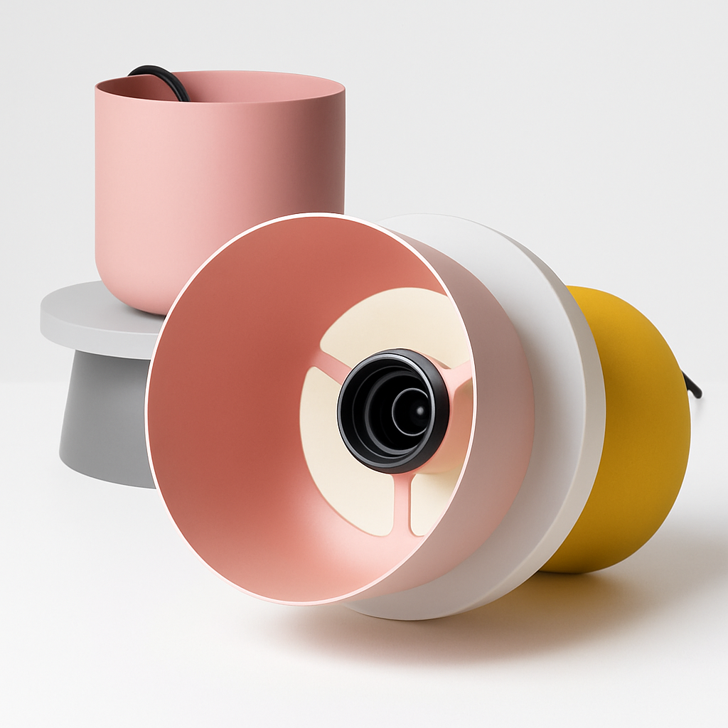 Moderne hanglamp metaal met grafische vormen gekleurde kap industrieel design plafondverlichting woonkamer | Sulvida