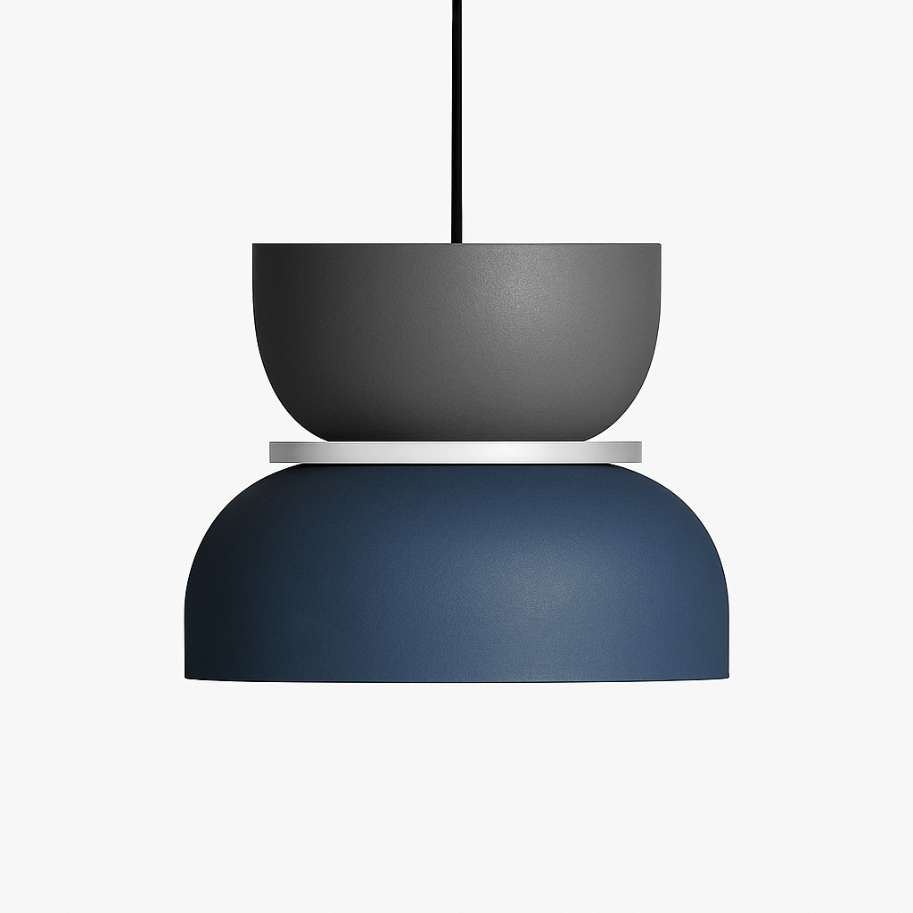 Moderne hanglamp metaal met grafische vormen gekleurde kap industrieel design plafondverlichting woonkamer | Sulvida