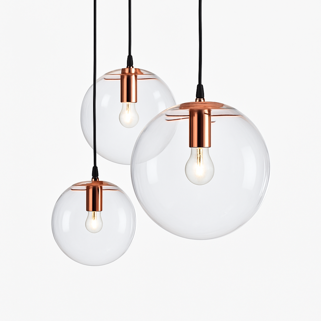 Glazen Hangbol Verlichting Roségoud of Zwart Design LED Wandlamp E27 Dimbaar Plafondlamp Moderne Hanglamp | Sulvida
