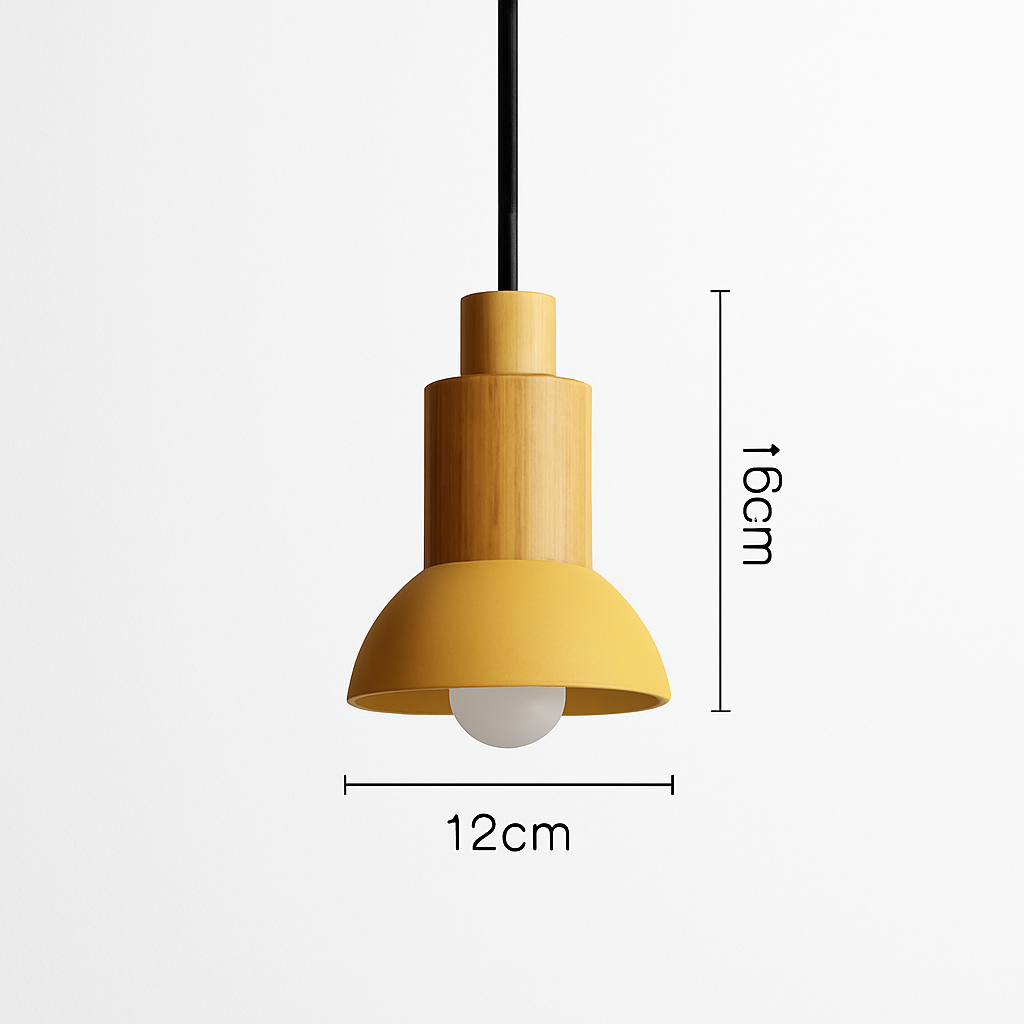 Design Hanglamp Hout & Metaal Geel Groen Wit Roze Geometrisch 12×16 tot 14×20 cm Woonkamer Eetkamer Slaapkamer | Sulvida
