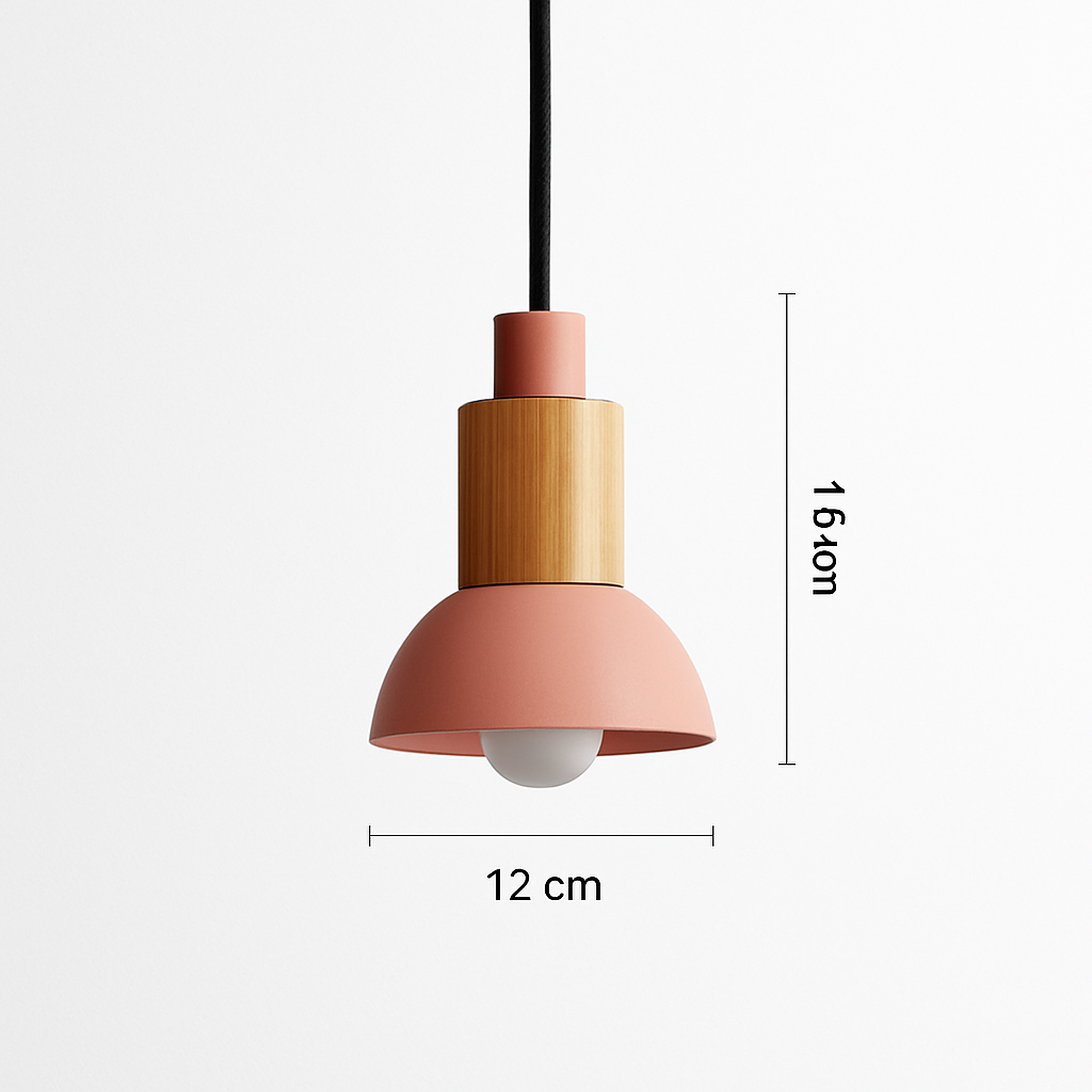 Design Hanglamp Hout & Metaal Geel Groen Wit Roze Geometrisch 12×16 tot 14×20 cm Woonkamer Eetkamer Slaapkamer | Sulvida