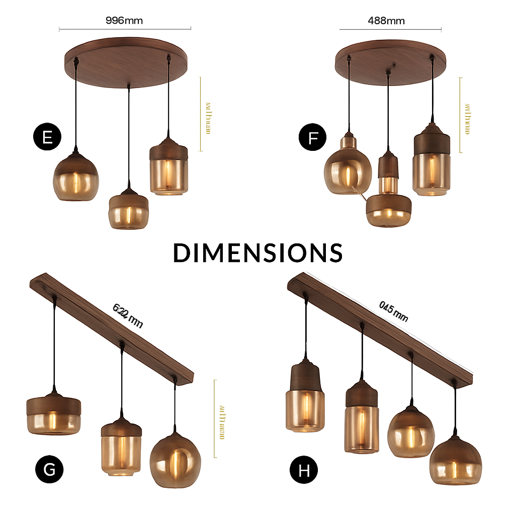 Hanglamp industrieel hout glas retro loft zwart bruin vintage E27 voor eetkamer woonkamer restaurant bar | Sulvida