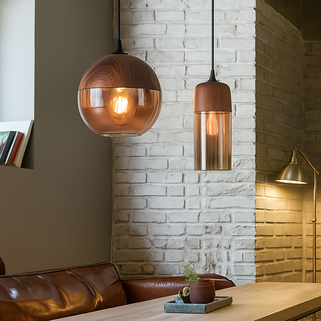 Hanglamp industrieel hout glas retro loft zwart bruin vintage E27 voor eetkamer woonkamer restaurant bar | Sulvida