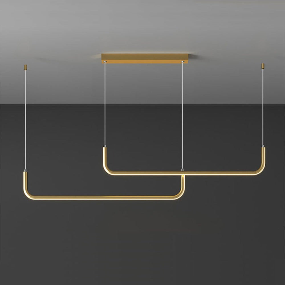 LED Hanglamp Aluminium Lineair 90-150 cm Zwart Goud Dimbaar Moderne Verlichting Eetkamer Bureau Woonkamer | Sulvida