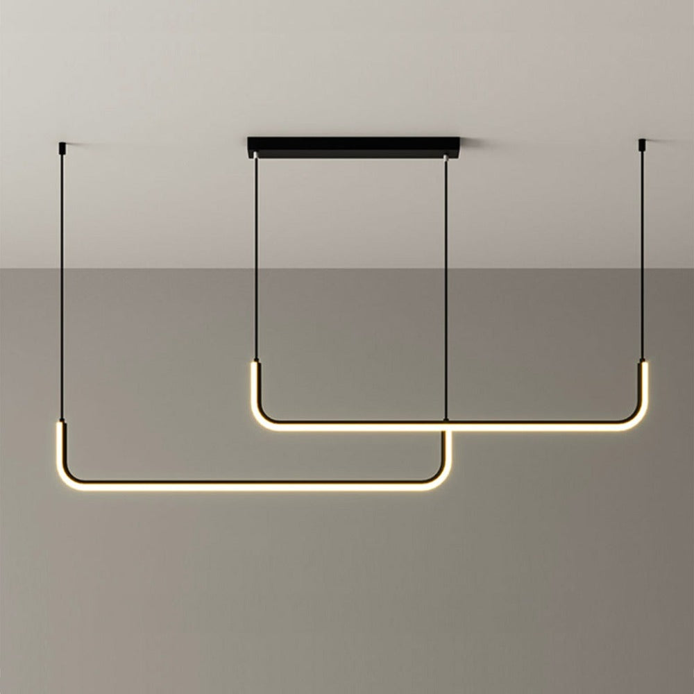 LED Hanglamp Aluminium Lineair 90-150 cm Zwart Goud Dimbaar Moderne Verlichting Eetkamer Bureau Woonkamer | Sulvida