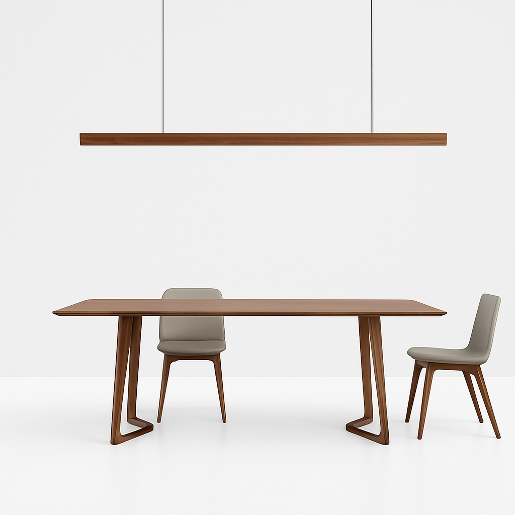 Houten Hanglamp LED Rechthoek Modern 80cm 120cm 150cm Eetkamer Lamp Warm Licht Dimbaar Design Verlichting | Sulvida