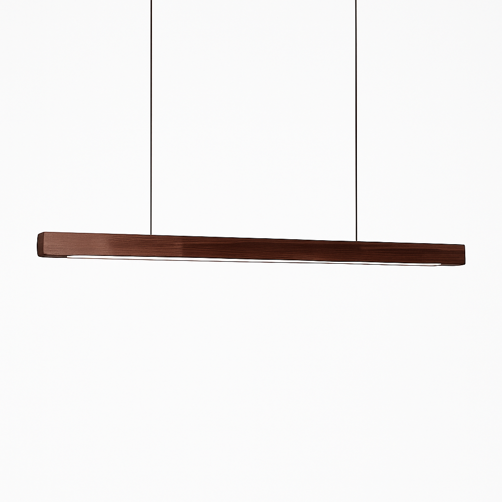 Houten Hanglamp LED Rechthoek Modern 80cm 120cm 150cm Eetkamer Lamp Warm Licht Dimbaar Design Verlichting | Sulvida