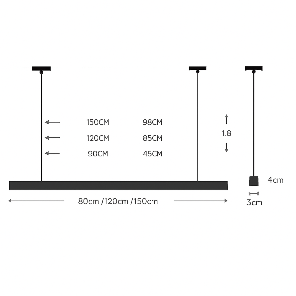 Houten Hanglamp LED Rechthoek Modern 80cm 120cm 150cm Eetkamer Lamp Warm Licht Dimbaar Design Verlichting | Sulvida