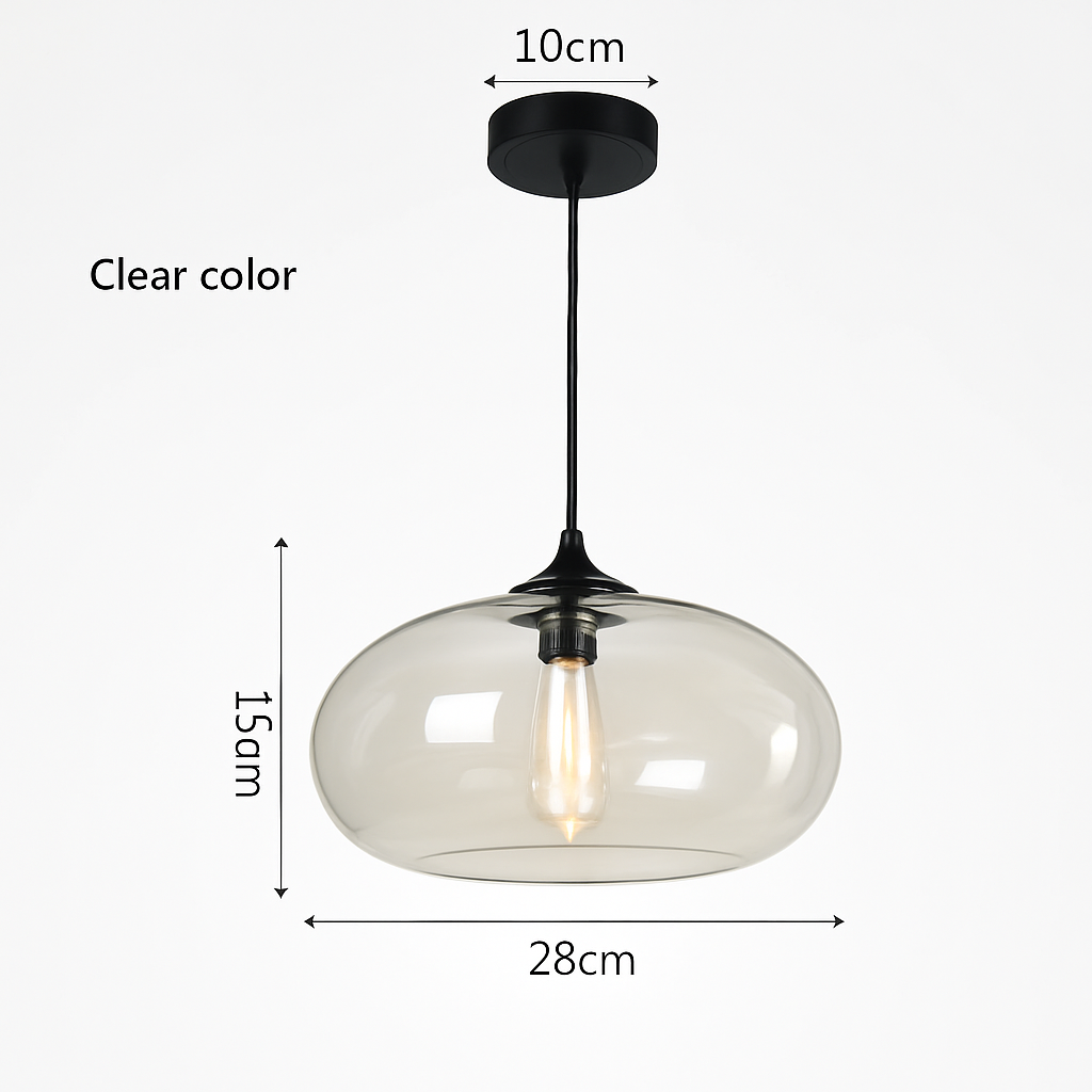 Glazen Hanglamp Ovaal met Dubbele Bol Transparant Blauw Amber Design Verlichting Eetkamer Keuken Slaapkamer | Sulvida