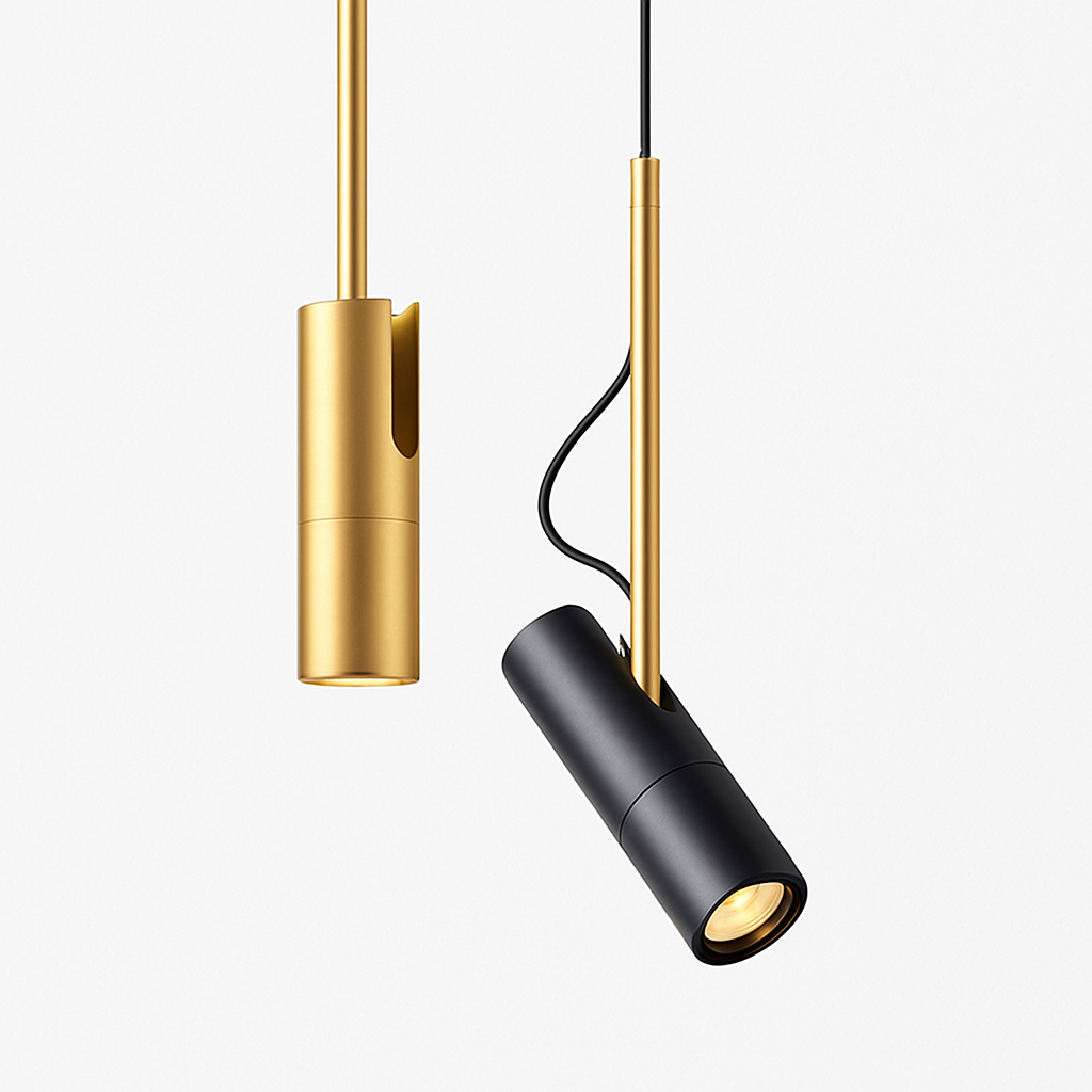 Hanglamp Verstelbaar Spotje Geborsteld Aluminium Goudkleurig Railspot Modern Design Eetkamer Woonkamer | Sulvida