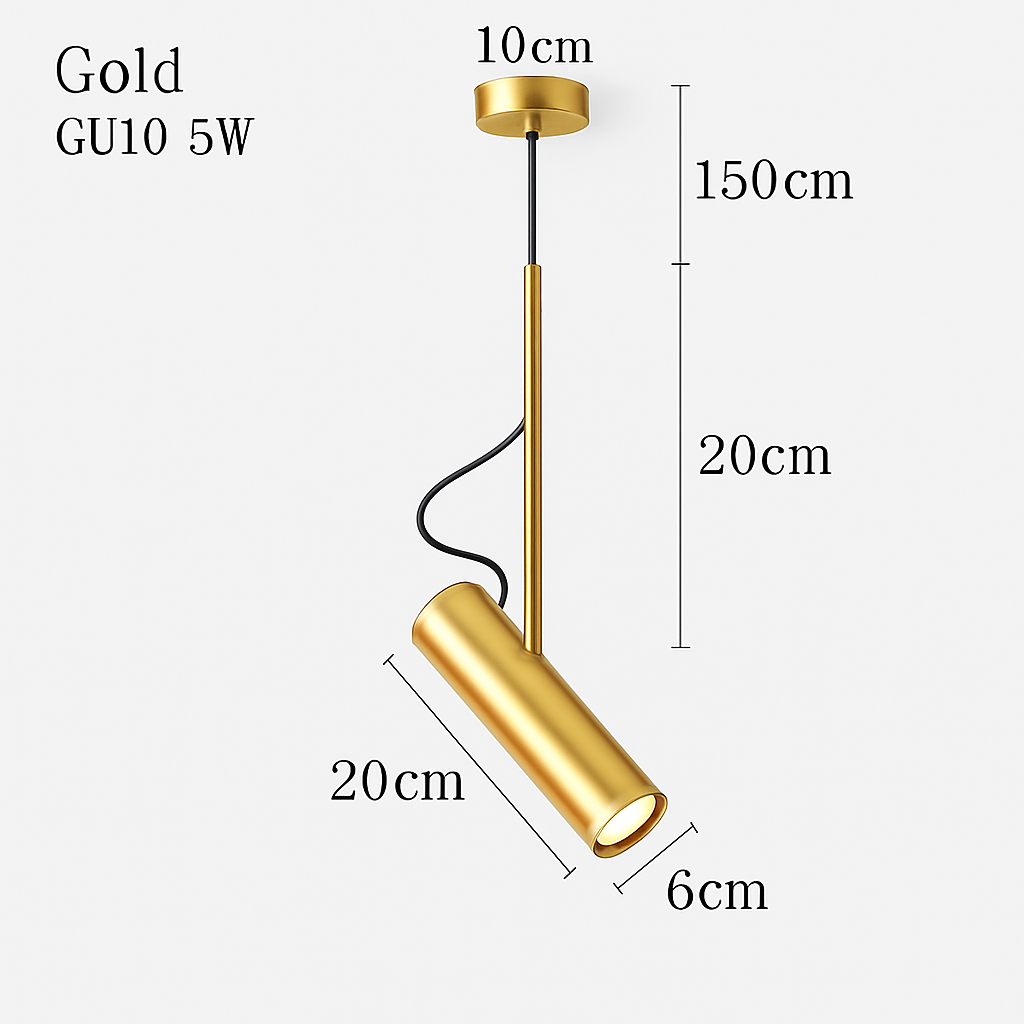 Hanglamp Verstelbaar Spotje Geborsteld Aluminium Goudkleurig Railspot Modern Design Eetkamer Woonkamer | Sulvida