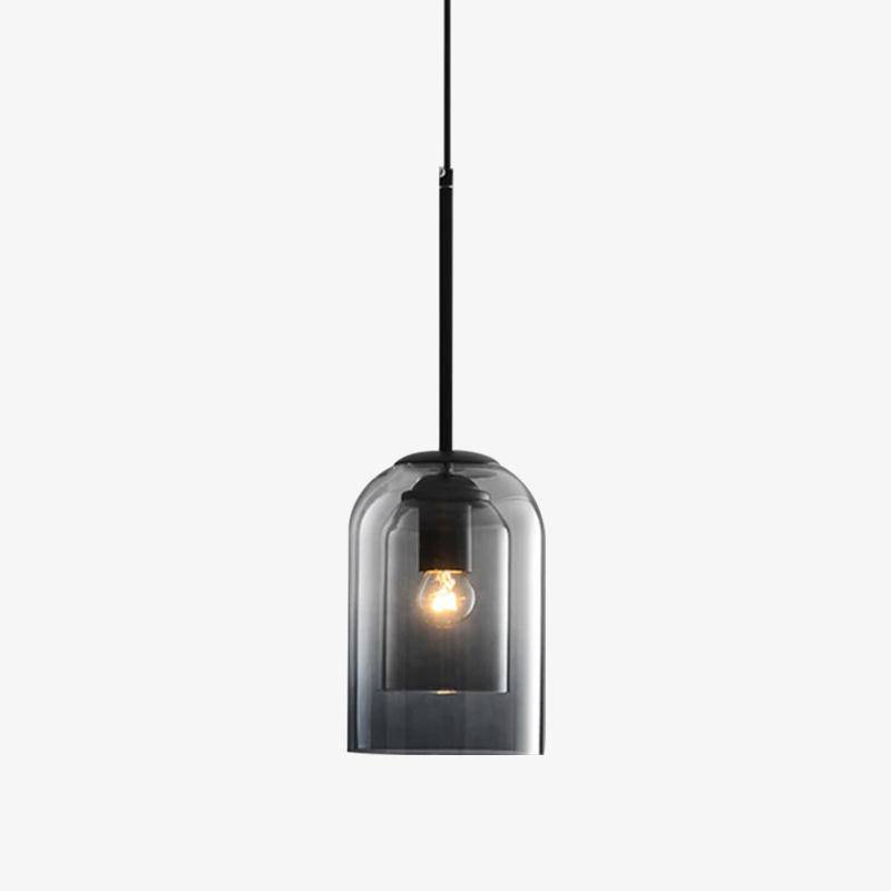 Hanglamp Dubbel Rookglas Ronde Buis Koper Afwerking Moderne Eetkamerlamp Eettafel Woonkamer Verlichting Design | Sulvida