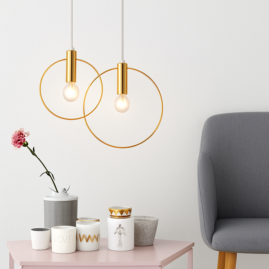 Ronde Hanglamp Goud LED Metaal Modern Design Eetkamer Slaapkamer Woonkamer Sfeerverlichting Elegant Decoratief | Sulvida