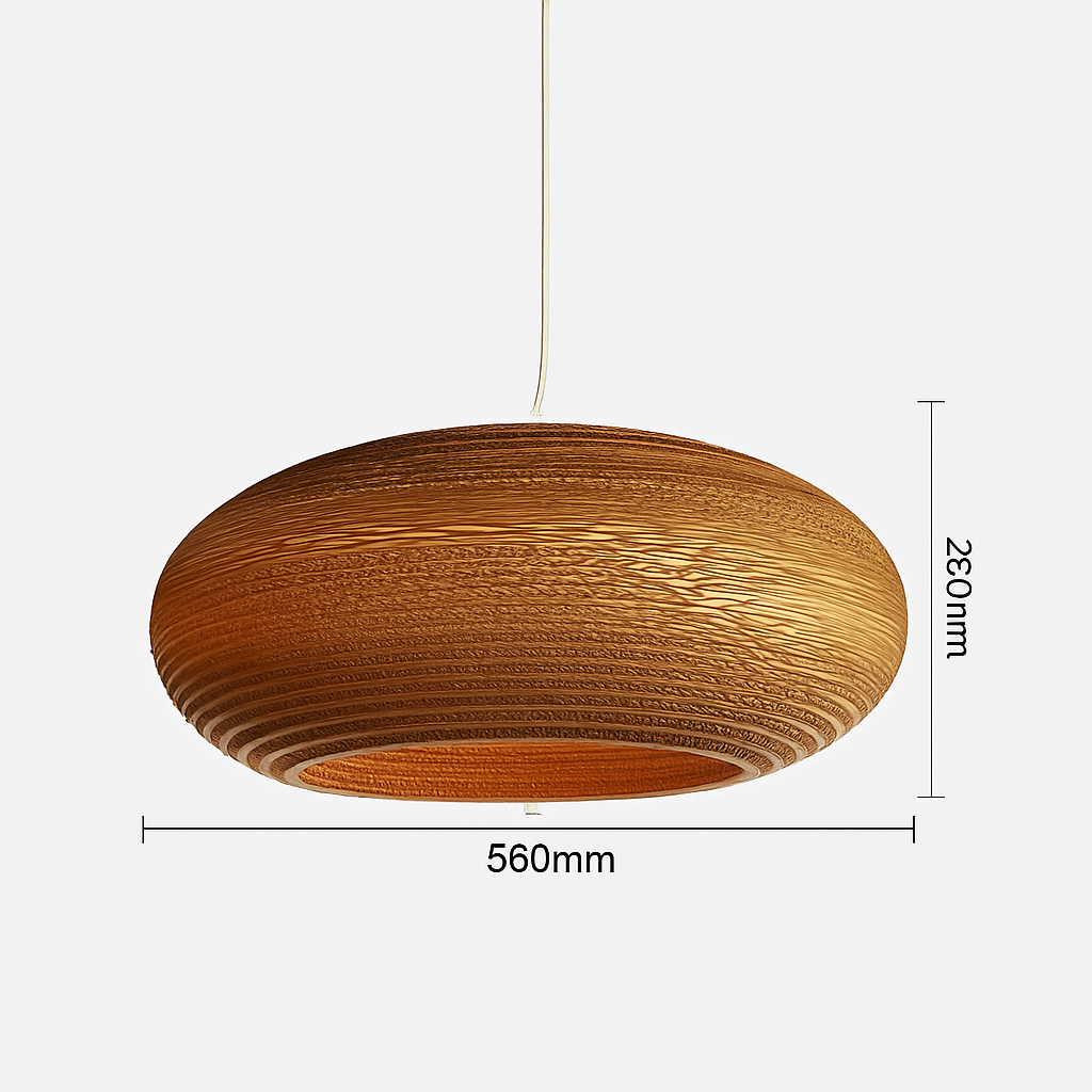 Papieren Hanglamp Bruin Japandi Design E27 Kartonnen Kap 3-5m² Verlichting Interieur Woonkamer Eethoek | Sulvida