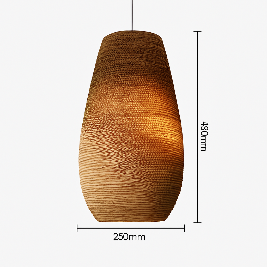 Papieren Hanglamp Bruin Japandi Design E27 Kartonnen Kap 3-5m² Verlichting Interieur Woonkamer Eethoek | Sulvida
