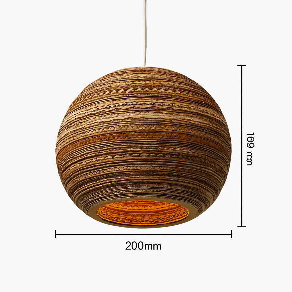 Papieren Hanglamp Bruin Japandi Design E27 Kartonnen Kap 3-5m² Verlichting Interieur Woonkamer Eethoek | Sulvida