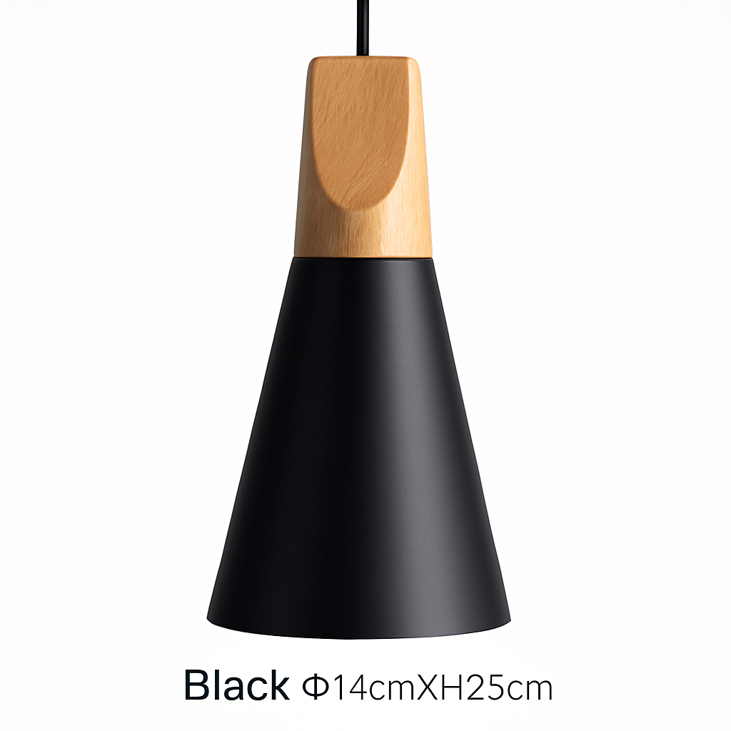 Conische Hanglamp Hout & Aluminium Modern Design E27 Fitting Sfeervolle Verlichting Keuken Eetkamer Woonkamer | Sulvida