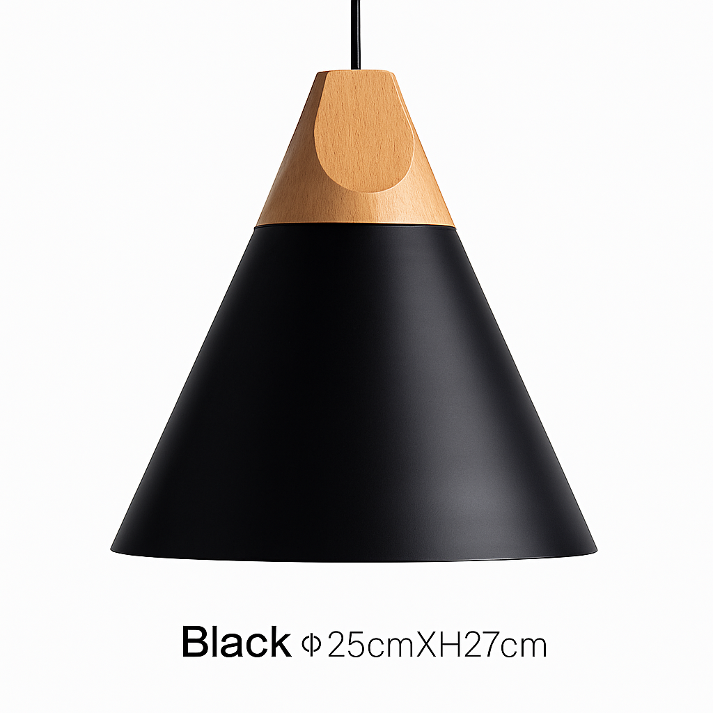 Conische Hanglamp Hout & Aluminium Modern Design E27 Fitting Sfeervolle Verlichting Keuken Eetkamer Woonkamer | Sulvida
