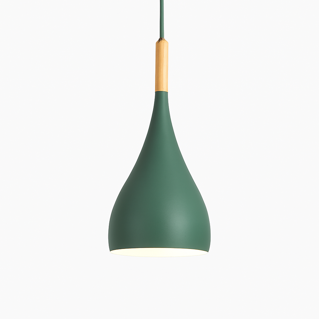 Hanglamp Metaal Kleur met Hout Scandinavisch Design Verstelbaar Snoer Nordic Verlichting Moderne Keuken Eethoek | Sulvida