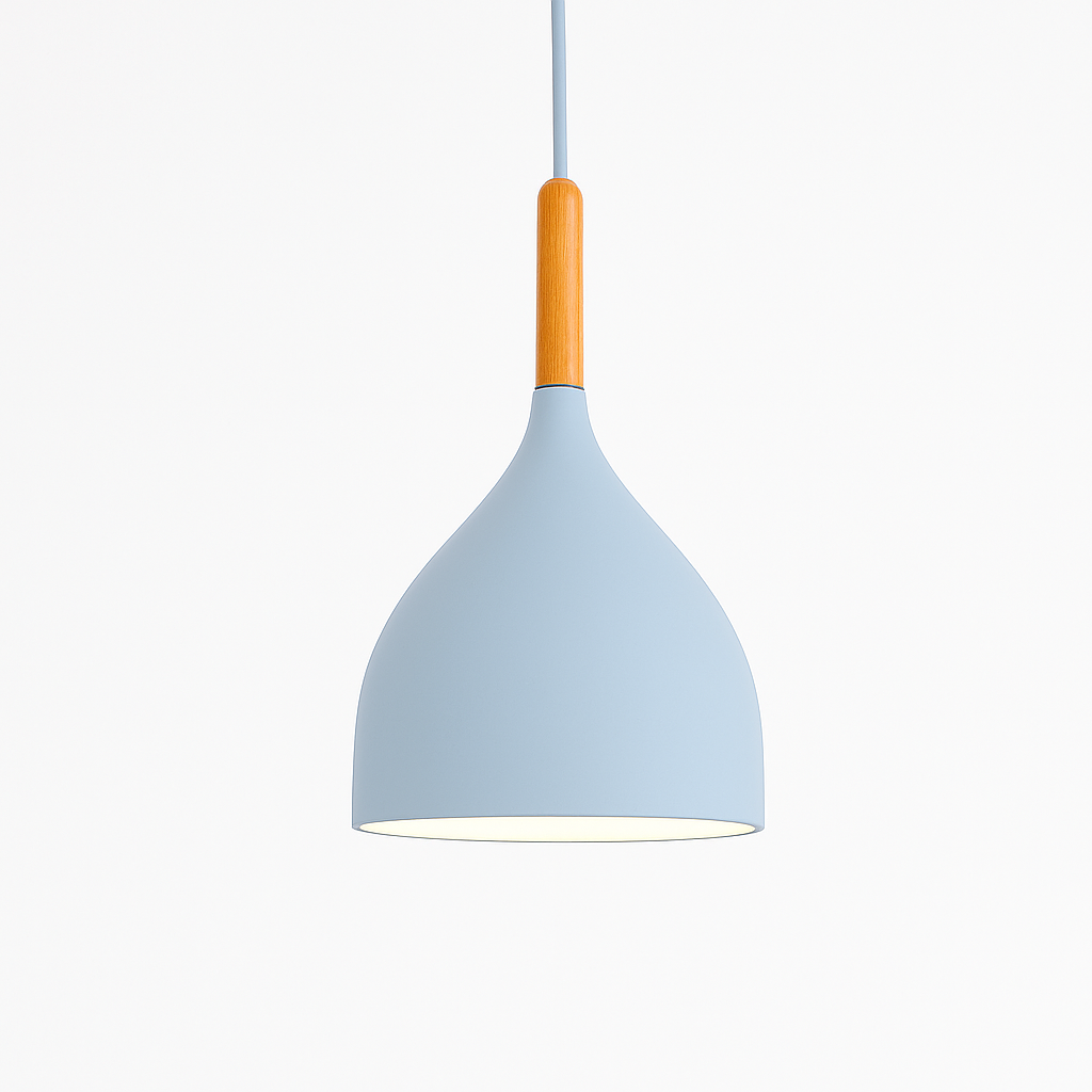 Hanglamp Metaal Kleur met Hout Scandinavisch Design Verstelbaar Snoer Nordic Verlichting Moderne Keuken Eethoek | Sulvida