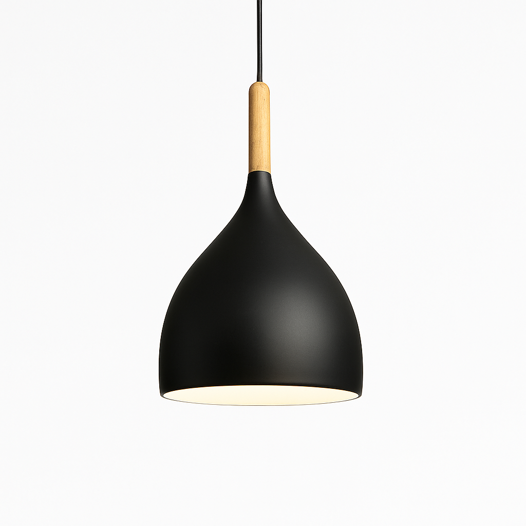 Hanglamp Metaal Kleur met Hout Scandinavisch Design Verstelbaar Snoer Nordic Verlichting Moderne Keuken Eethoek | Sulvida