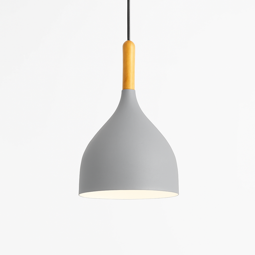 Hanglamp Metaal Kleur met Hout Scandinavisch Design Verstelbaar Snoer Nordic Verlichting Moderne Keuken Eethoek | Sulvida