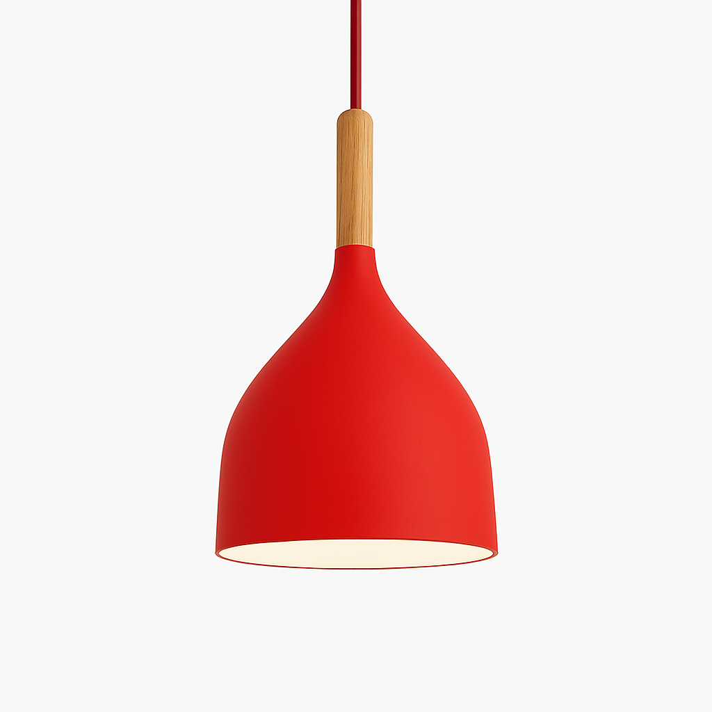Hanglamp Metaal Kleur met Hout Scandinavisch Design Verstelbaar Snoer Nordic Verlichting Moderne Keuken Eethoek | Sulvida
