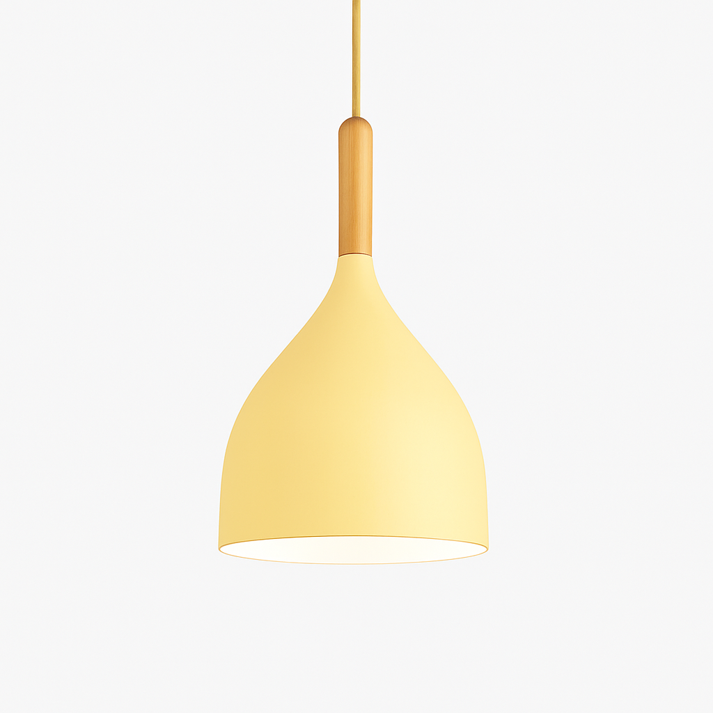 Hanglamp Metaal Kleur met Hout Scandinavisch Design Verstelbaar Snoer Nordic Verlichting Moderne Keuken Eethoek | Sulvida