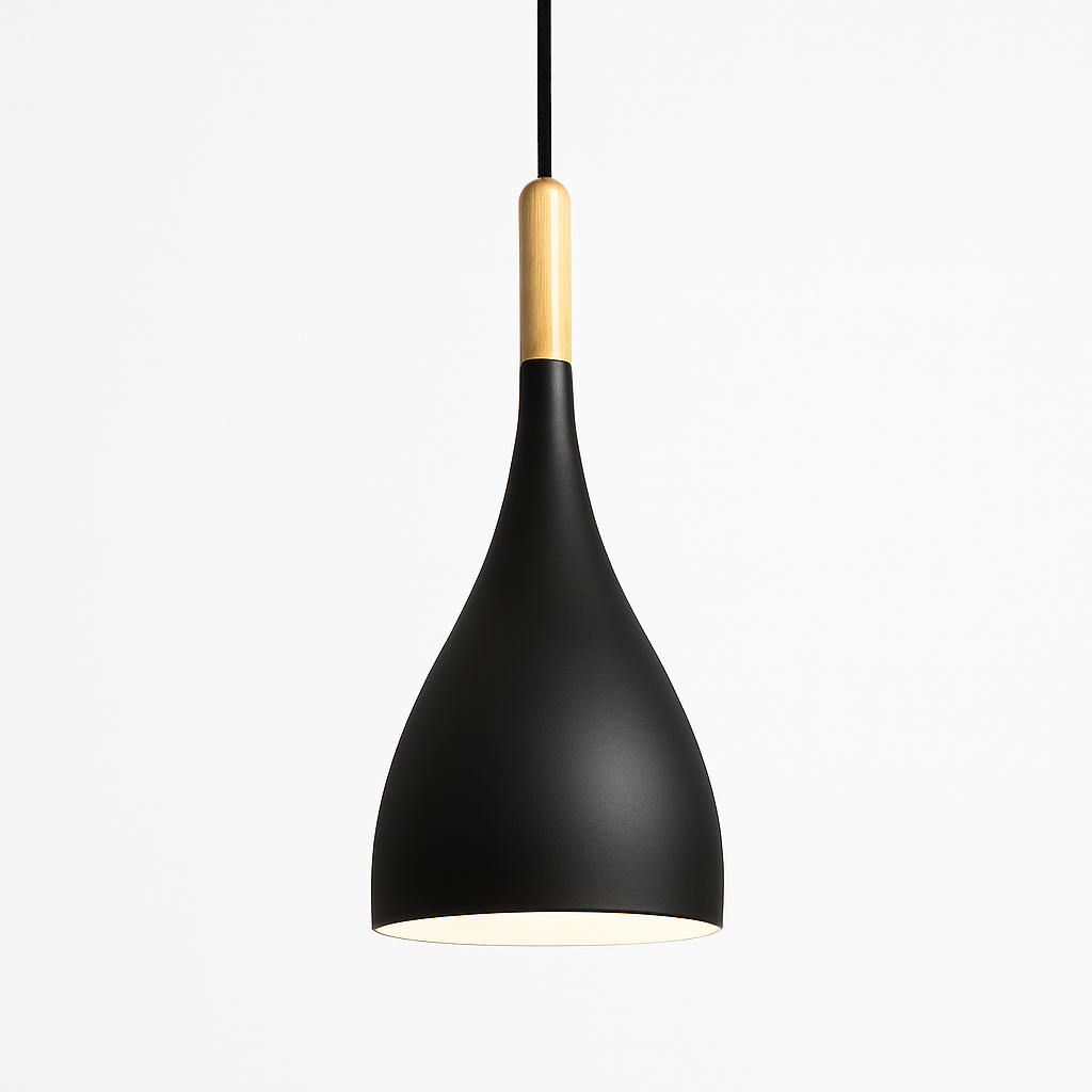 Hanglamp Metaal Kleur met Hout Scandinavisch Design Verstelbaar Snoer Nordic Verlichting Moderne Keuken Eethoek | Sulvida