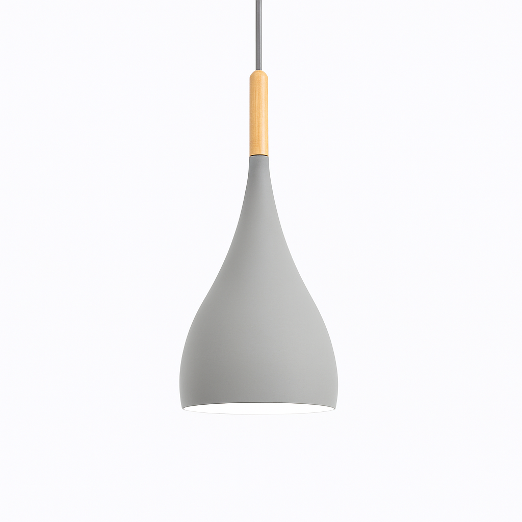 Hanglamp Metaal Kleur met Hout Scandinavisch Design Verstelbaar Snoer Nordic Verlichting Moderne Keuken Eethoek | Sulvida