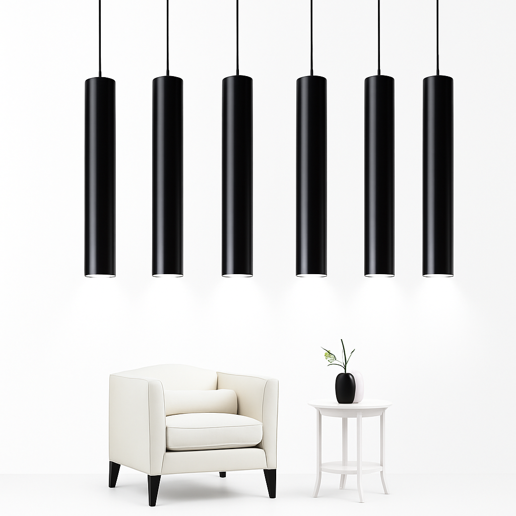 Cilindervormige Hanglamp LED Aluminium Zwart Wit 6×20 6×30cm Verstelbaar Modern Design Interieurverlichting | Sulvida