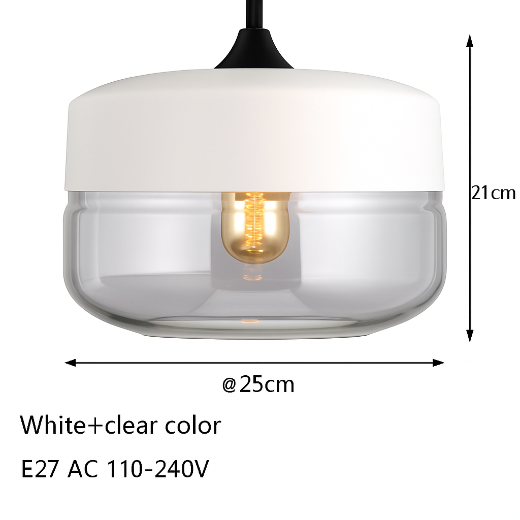 Hanglamp Industrieel Glas Metaal Zwart Ambre Design Modern Vintage Loft Bar Keuken Eettafel Verlichting E27 | Sulvida
