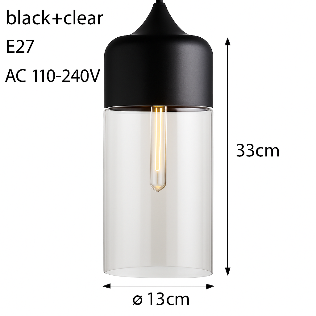 Hanglamp Industrieel Glas Metaal Zwart Ambre Design Modern Vintage Loft Bar Keuken Eettafel Verlichting E27 | Sulvida