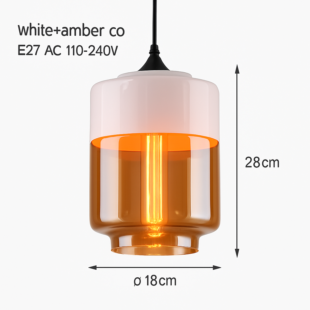Hanglamp Industrieel Glas Metaal Zwart Ambre Design Modern Vintage Loft Bar Keuken Eettafel Verlichting E27 | Sulvida