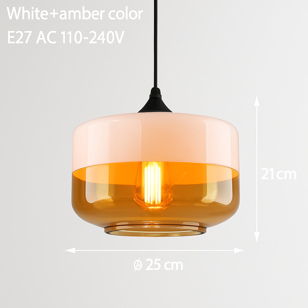 Hanglamp Industrieel Glas Metaal Zwart Ambre Design Modern Vintage Loft Bar Keuken Eettafel Verlichting E27 | Sulvida