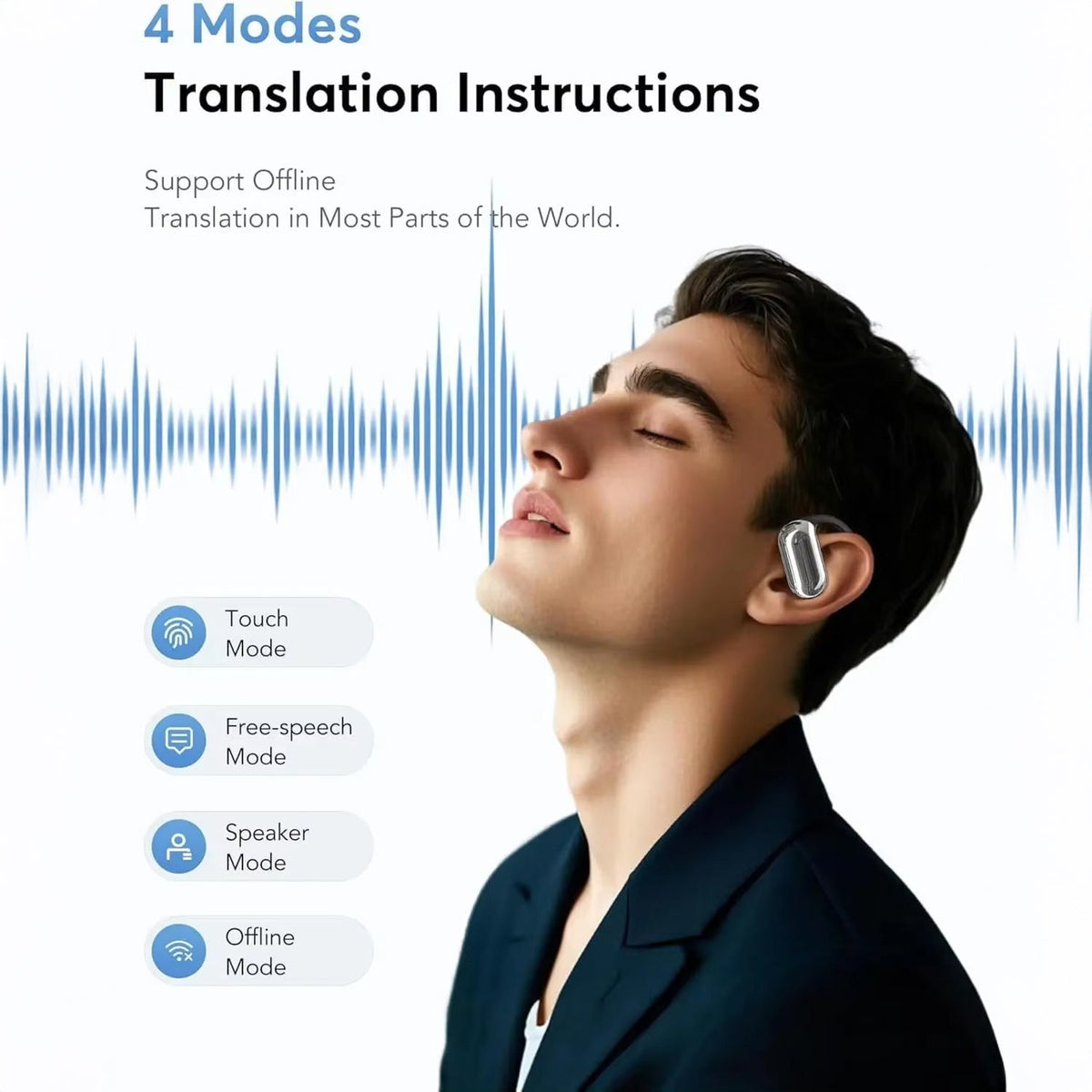 Écouteurs traducteurs dotés d’une technologie d’IA, 144 langues, traduction en temps réel, écouteurs sans fil Bluetooth 5.4 pour la communication et les voyages - Sulvida