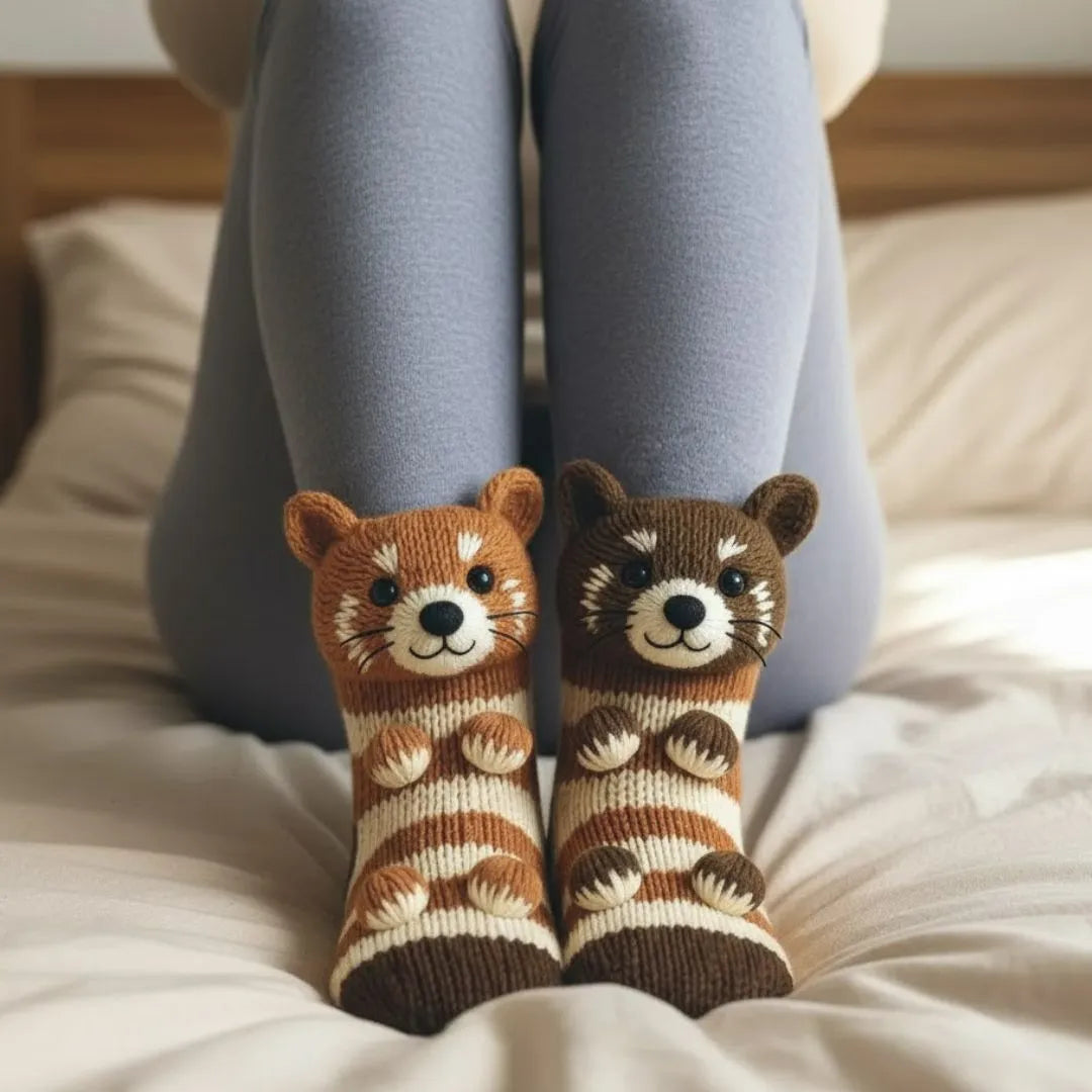 Verwarmde knuffelsokken in grappige diermotieven voor koude voeten thuis unisex comfort warm pluche sloffen | Sulvida
